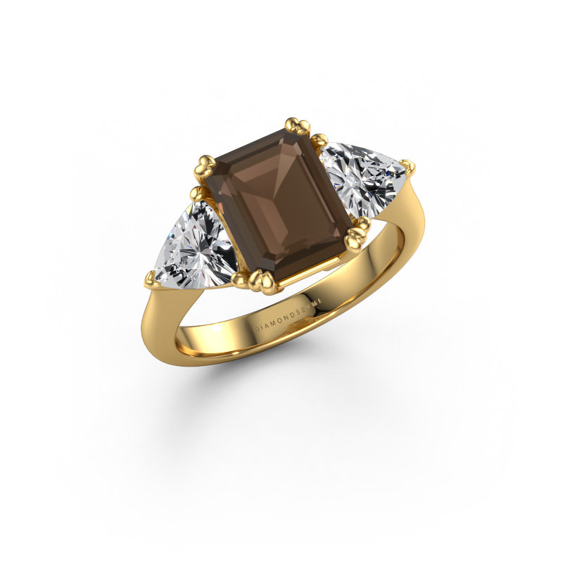 Afbeelding van Verlovingsring Paula 585 goud Rookkwarts 9x7 mm