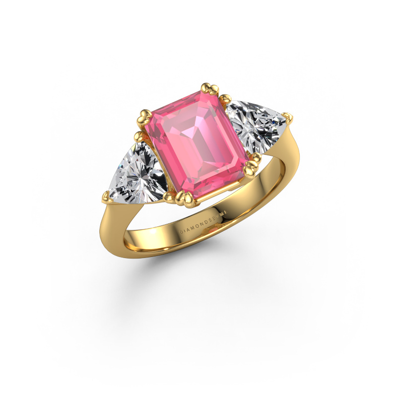 Afbeelding van Verlovingsring Paula 585 goud Roze saffier 9x7 mm
