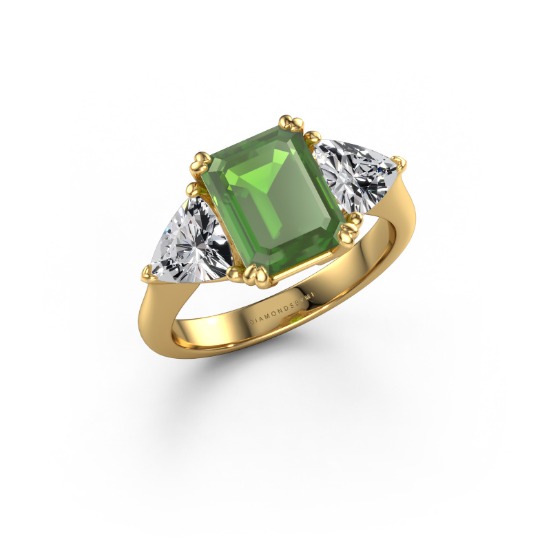 Image of Engagement ring Paula 585 gold Tourmaline green 9x7 mm