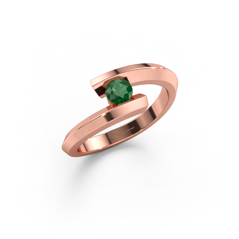 Immagine di Anello Paulette 585 oro rosa Smeraldo 3.4 mm