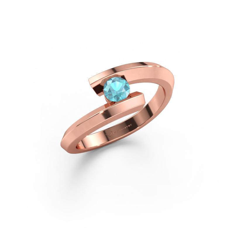 Immagine di Anello Paulette 585 oro rosa Topazio blu 3.4 mm
