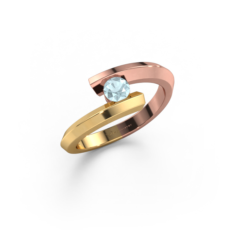 Bild von Ring Paulette 585 Roségold Aquamarin 3.4 mm