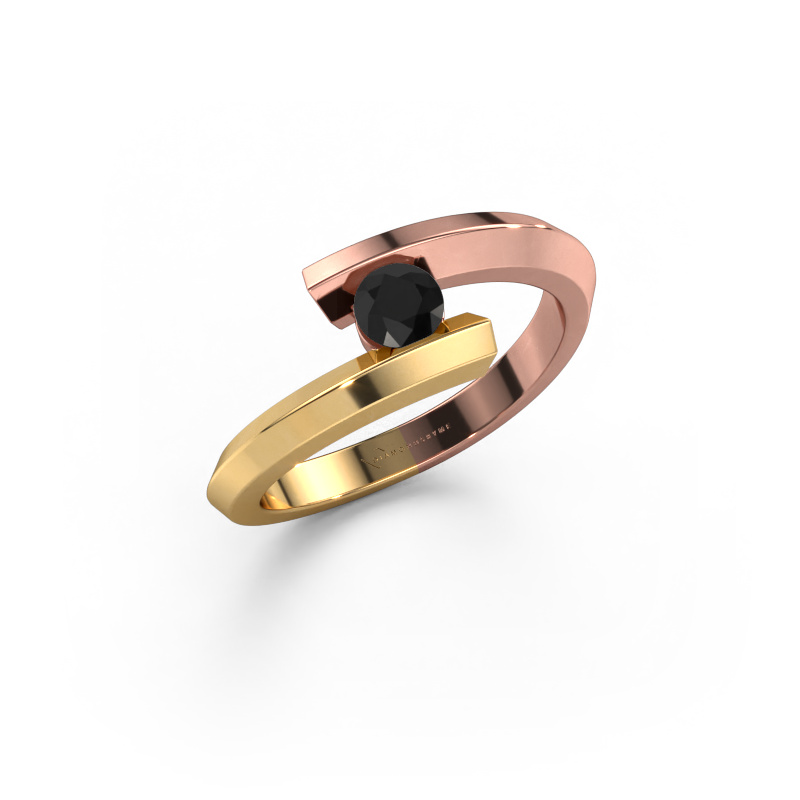 Image of Ring Paulette 585 rose gold Black diamond 0.18 crt