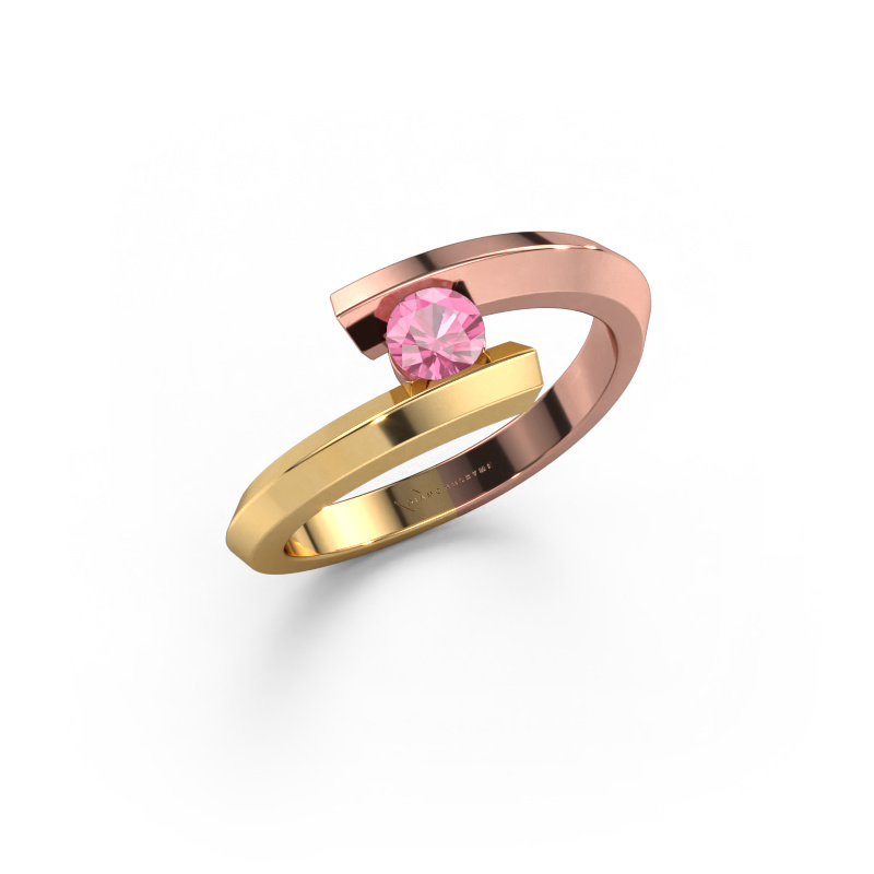 Image of Ring Paulette 585 rose gold Pink sapphire 3.4 mm