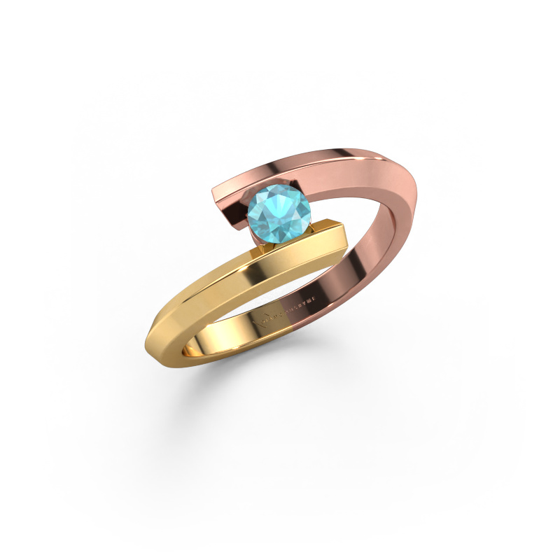 Bild von Ring Paulette 585 Roségold Blau Topas 3.4 mm