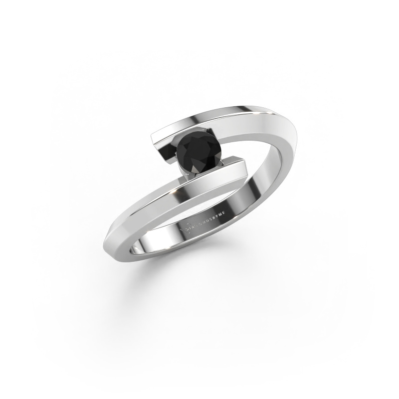 Bild av Ring Paulette 585 vitt guld Svart diamant 0.18 crt
