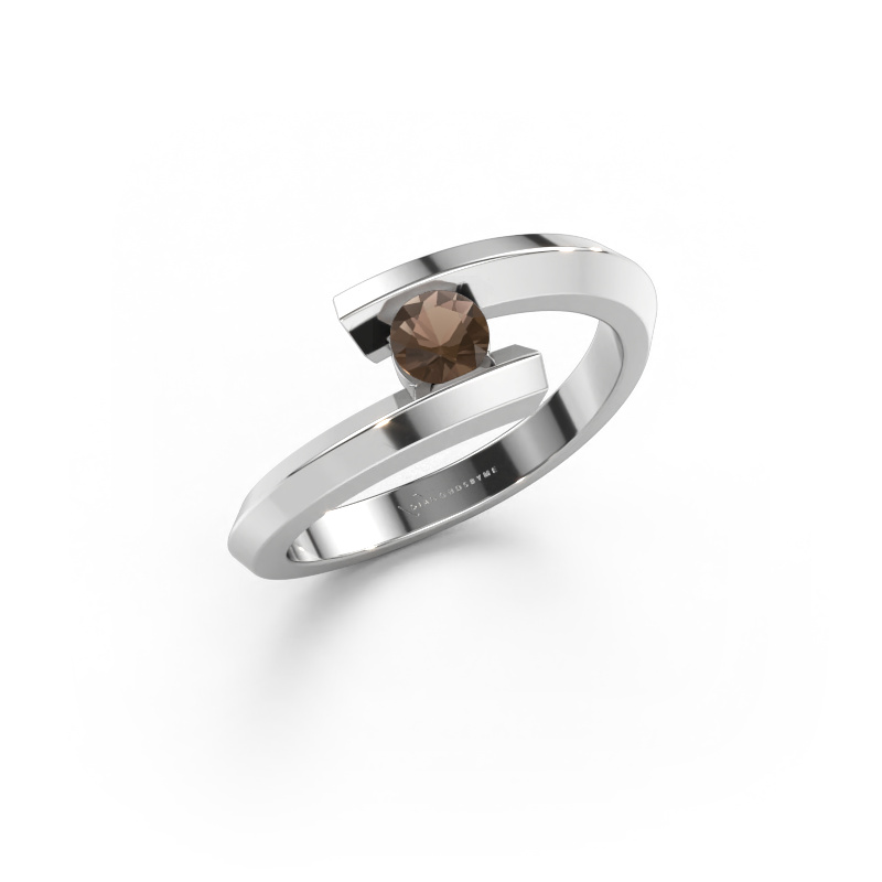 Bild av Ring Paulette 585 vitt guld Rökkvarts 3.4 mm