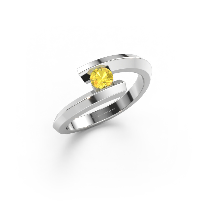 Image of Ring Paulette 585 white gold Yellow sapphire 3.4 mm
