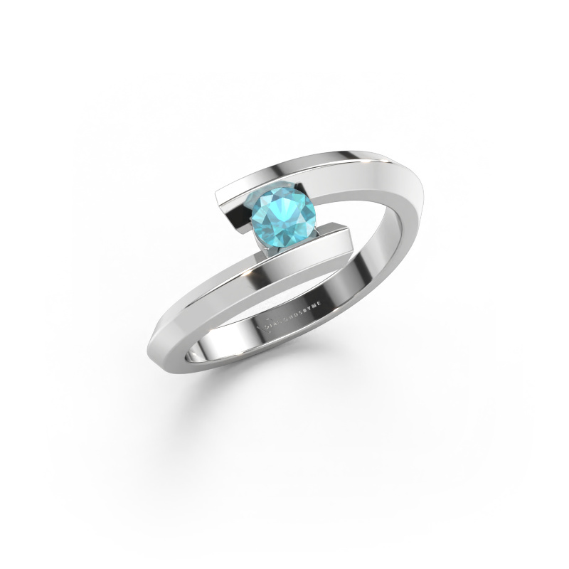 Bild av Ring Paulette 585 vitt guld Blå topas 3.4 mm