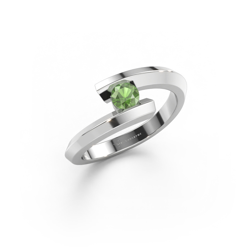 Bild av Ring Paulette 585 vitt guld Grön turmalin 3.4 mm