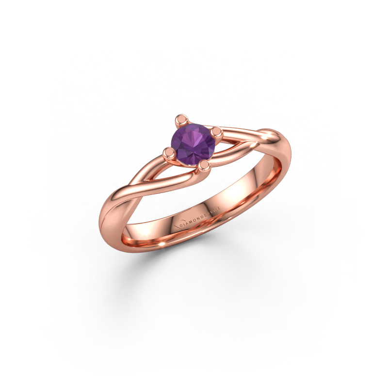 Bild av Förlovningsring Paulien 585 roséguld Ametist 4 mm