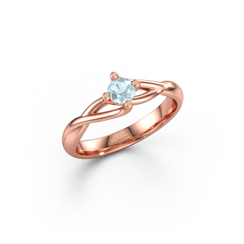 Bild av Förlovningsring Paulien 585 roséguld Akvamarin 4 mm