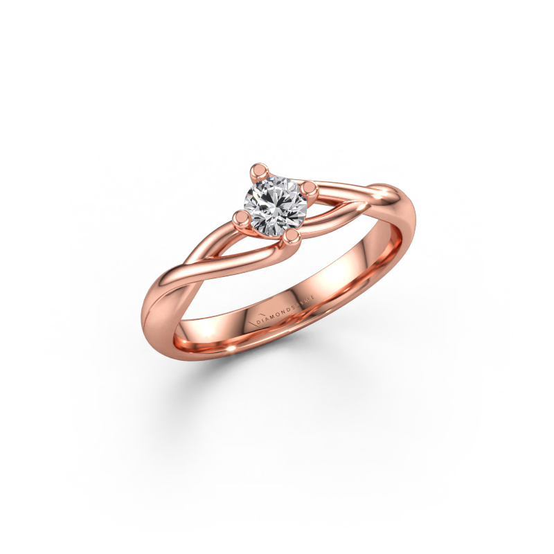 Immagine di Anello di fidanzamento Paulien 585 oro rosa Zirconia cubica 4 mm