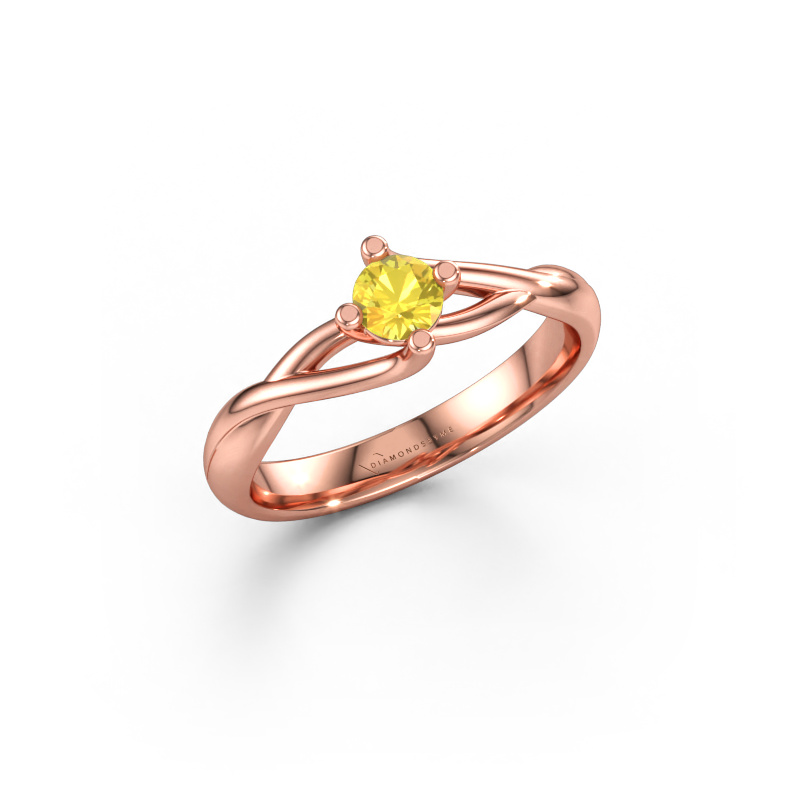 Image of Engagement ring Paulien 585 rose gold Yellow sapphire 4 mm