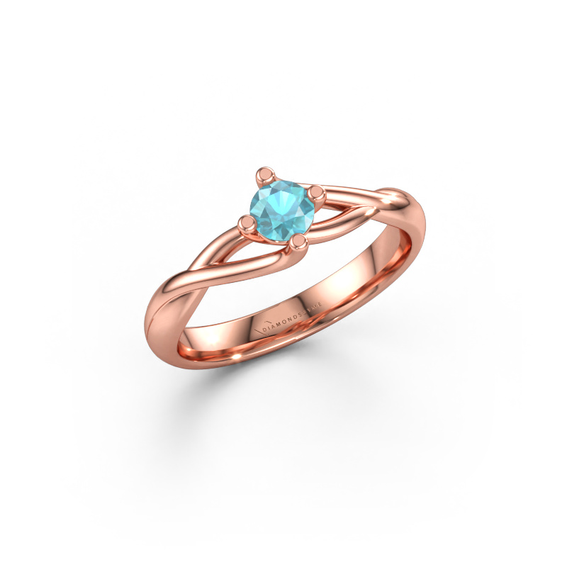 Immagine di Anello di fidanzamento Paulien 585 oro rosa Topazio blu 4 mm