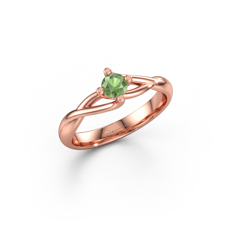 Bild av Förlovningsring Paulien 585 roséguld Grön turmalin 4 mm
