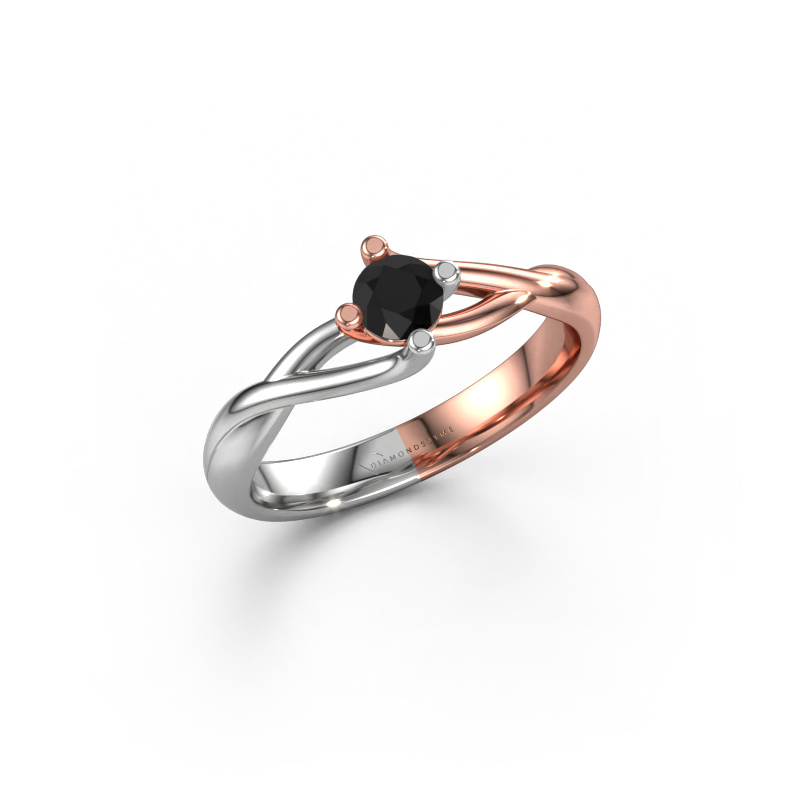 Image of Engagement ring Paulien 585 rose gold Black diamond 0.30 crt
