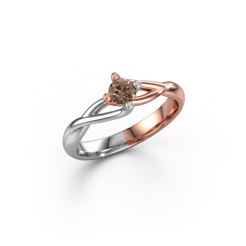 Image of Engagement ring Paulien 585 rose gold Brown diamond 0.25 crt