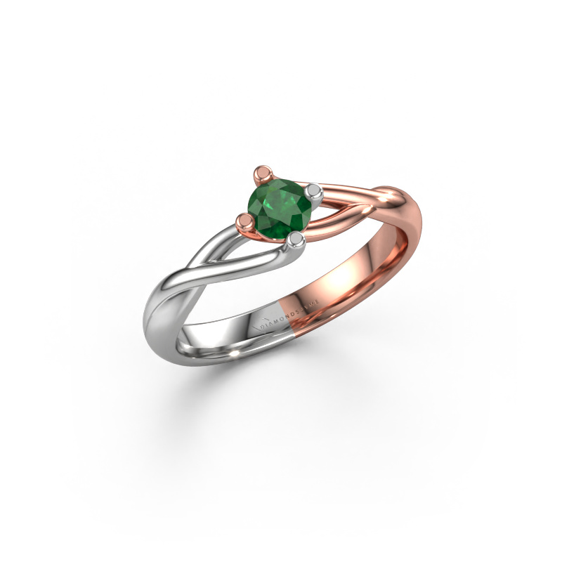 Image of Engagement ring Paulien 585 rose gold Emerald 4 mm