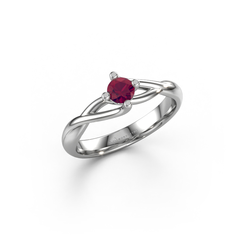 Image de Bague de fiançailles Paulien 585 or blanc Rhodolite 4 mm