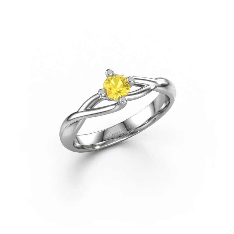 Image of Engagement ring Paulien 950 platinum Yellow sapphire 4 mm
