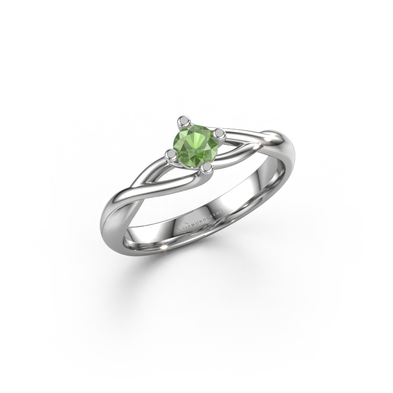 Image of Engagement ring Paulien 585 white gold Tourmaline green 4 mm
