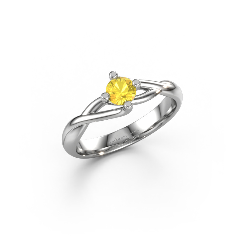 Image de Bague Paulien 585 or blanc Saphir jaune 4.2 mm
