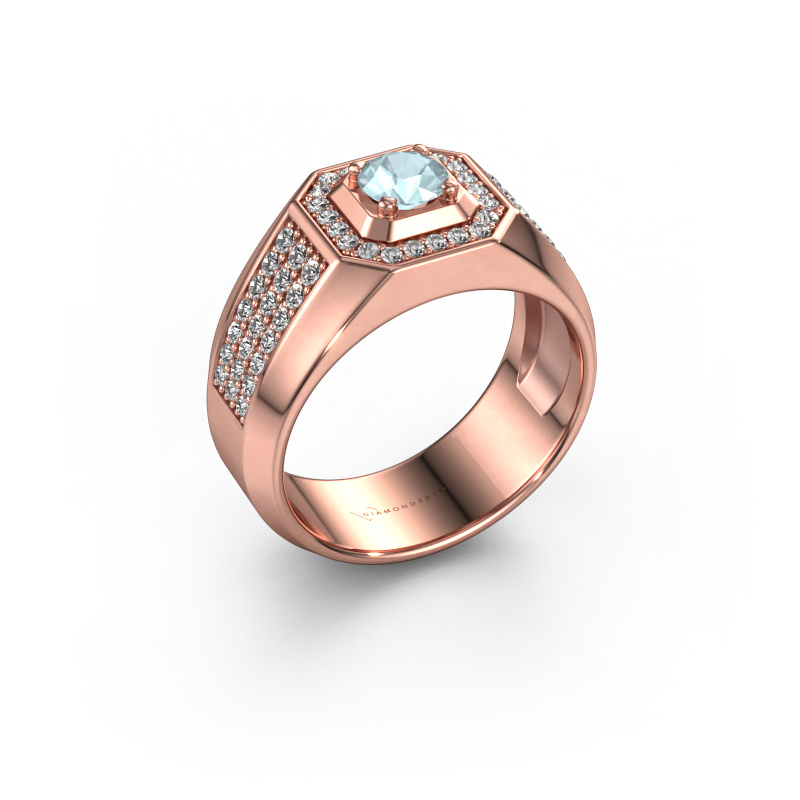 Bild von Herrenring Pavan 585 Roségold Aquamarin 5 mm