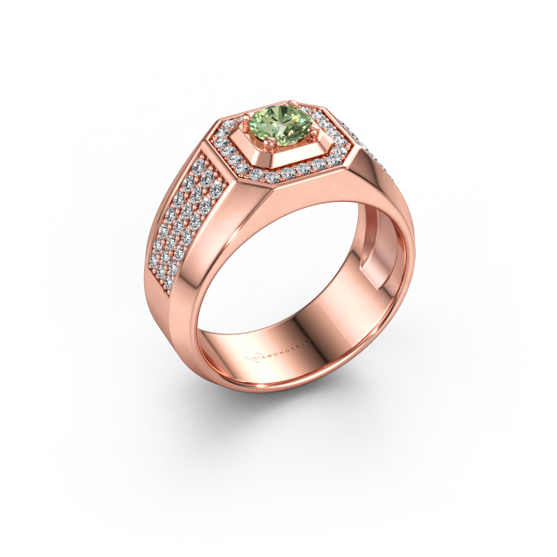 Immagine di Anello da uomo Pavan 585 oro rosa Diamante lab grown verde 5 mm