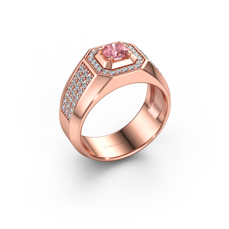 Afbeelding van Heren ring Pavan 585 rosé goud Roze lab grown diamant 5 mm
