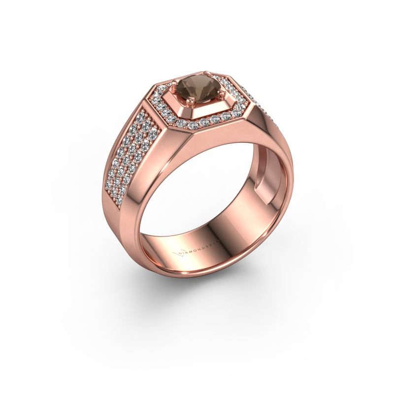 Image of Men's ring Pavan 375 rose gold Smokey quartz 5 mm
