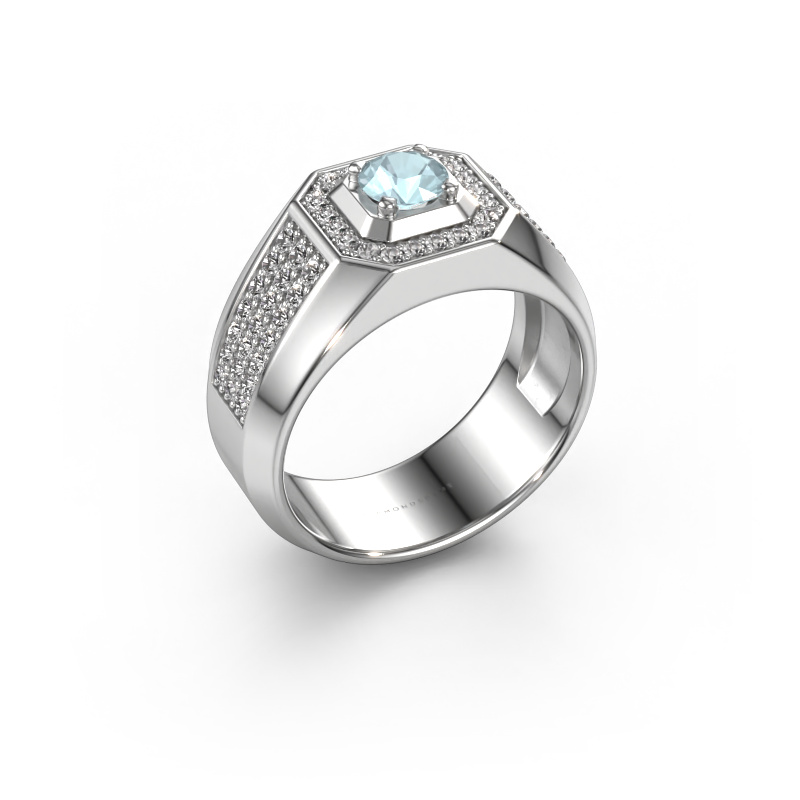 Bild von Herrenring Pavan 950 Platin Aquamarin 5 mm