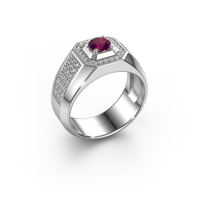 Afbeelding van Heren ring Pavan 585 witgoud Rhodoliet 5 mm