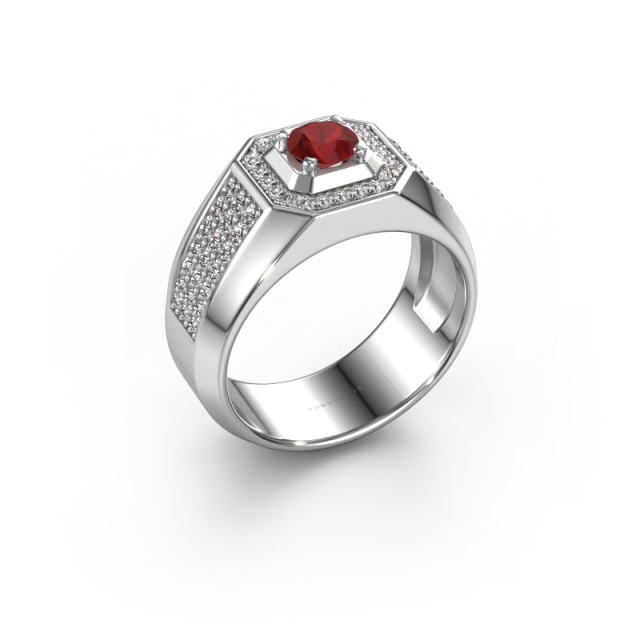 Image of Men's ring Pavan 925 silver Ruby 5 mm