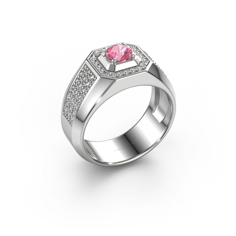 Image of Men's ring Pavan 950 platinum Pink sapphire 5 mm