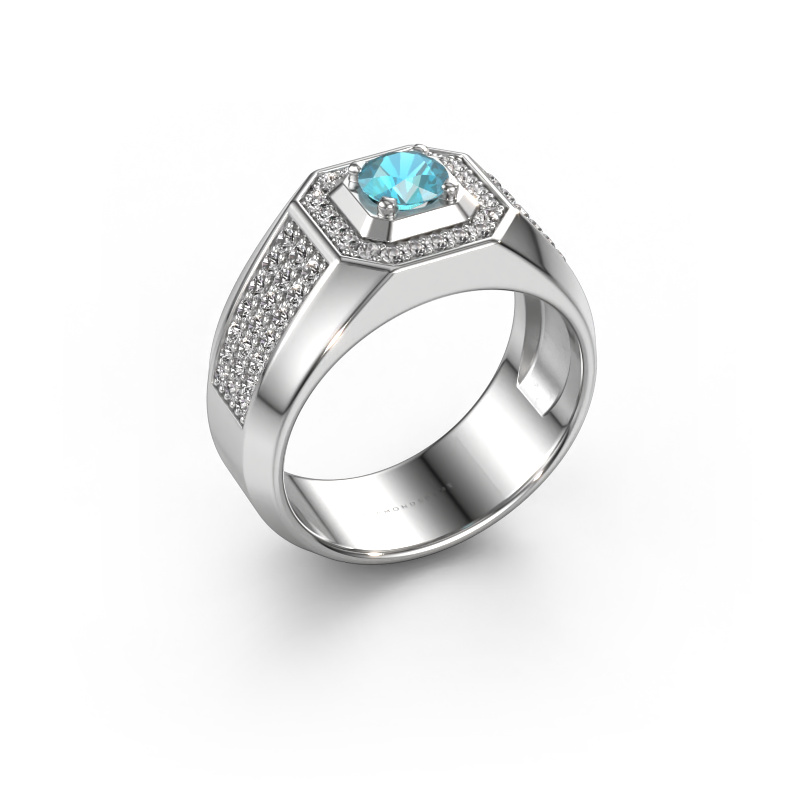 Image de Bague pour homme Pavan 950 platine Topaze bleue 5 mm