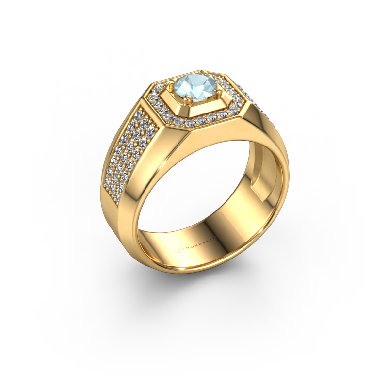 Bild von Herrenring Pavan 585 Gold Aquamarin 5 mm