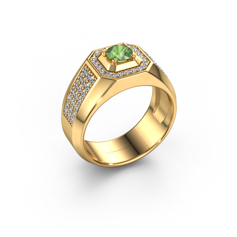 Image de Bague pour homme Pavan 585 or jaune Vert tourmaline 5 mm