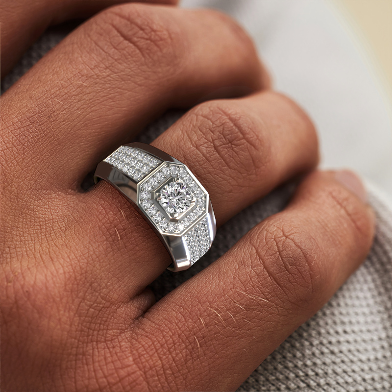 Image of Men's ring Pavan 950 platinum Diamond 0.943 crt