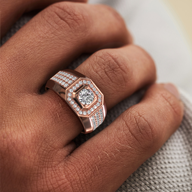 Image of Men's ring Pavan 375 rose gold Diamond 1.088 crt