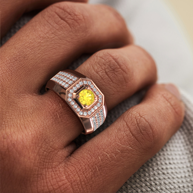 Image of Men's ring Pavan 375 rose gold Yellow sapphire 5 mm