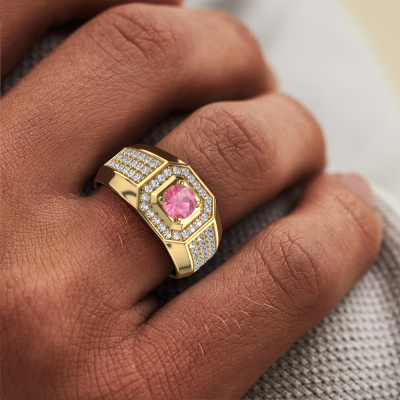 Mens pink diamond on sale ring