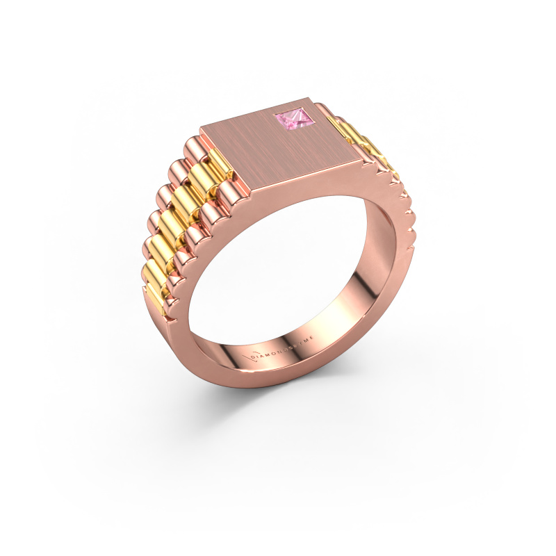 Bild von Herrenring Pelle 585 Roségold Pink Saphir 3 mm