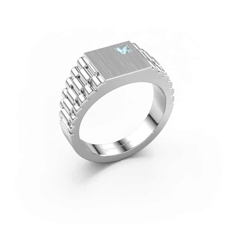 Image of Men's ring Pelle 950 platinum Aquamarine 3 mm