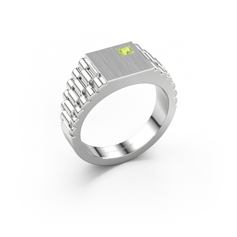 Image of Men's ring Pelle 950 platinum Peridot 3 mm