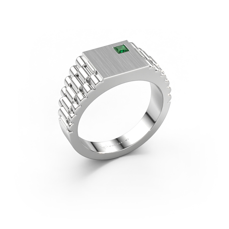 Image of Men's ring Pelle 950 platinum Emerald 3 mm