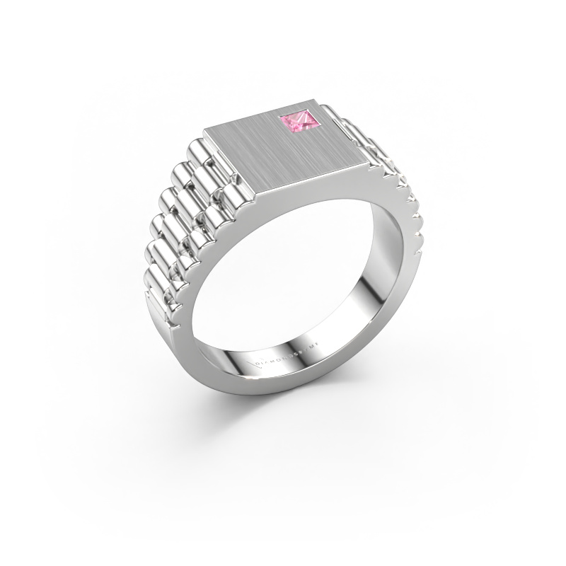 Image of Men's ring Pelle 950 platinum Pink sapphire 3 mm