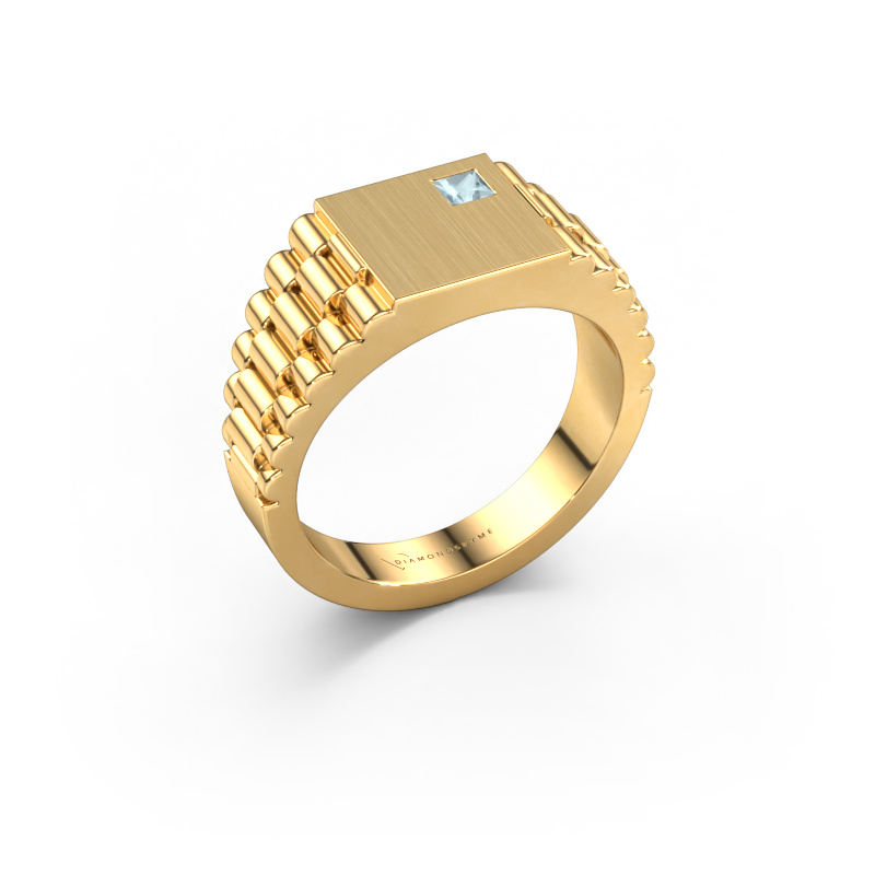 Image of Men's ring Pelle 585 gold Aquamarine 3 mm