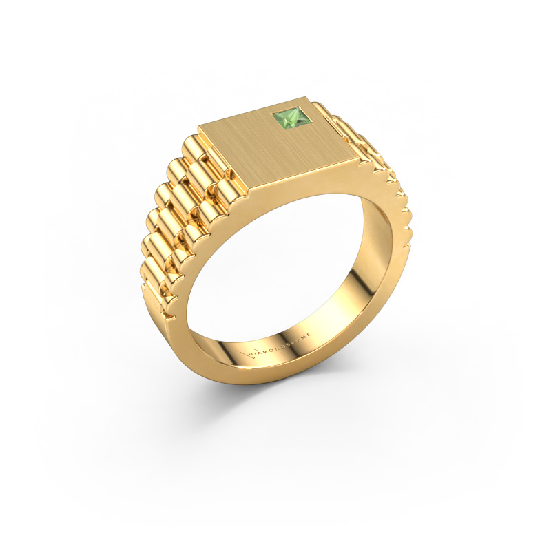 Image de Bague pour homme Pelle 585 or jaune Vert tourmaline 3 mm