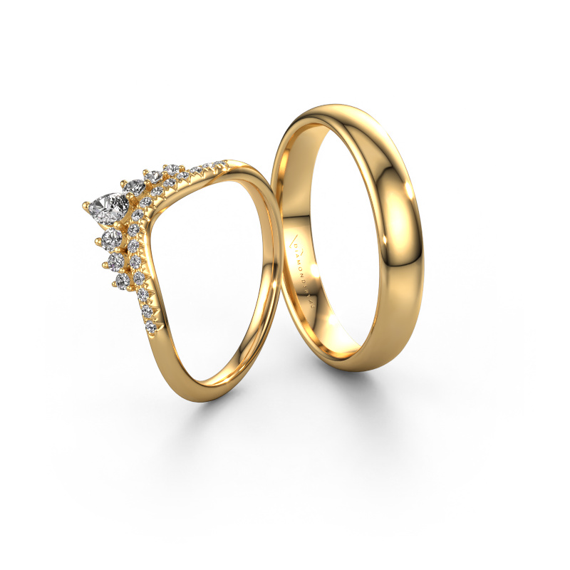 Image of Wedding rings set Peony ±0.16x0.07 in 14 Carat gold Lab grown diamond 0.21 crt